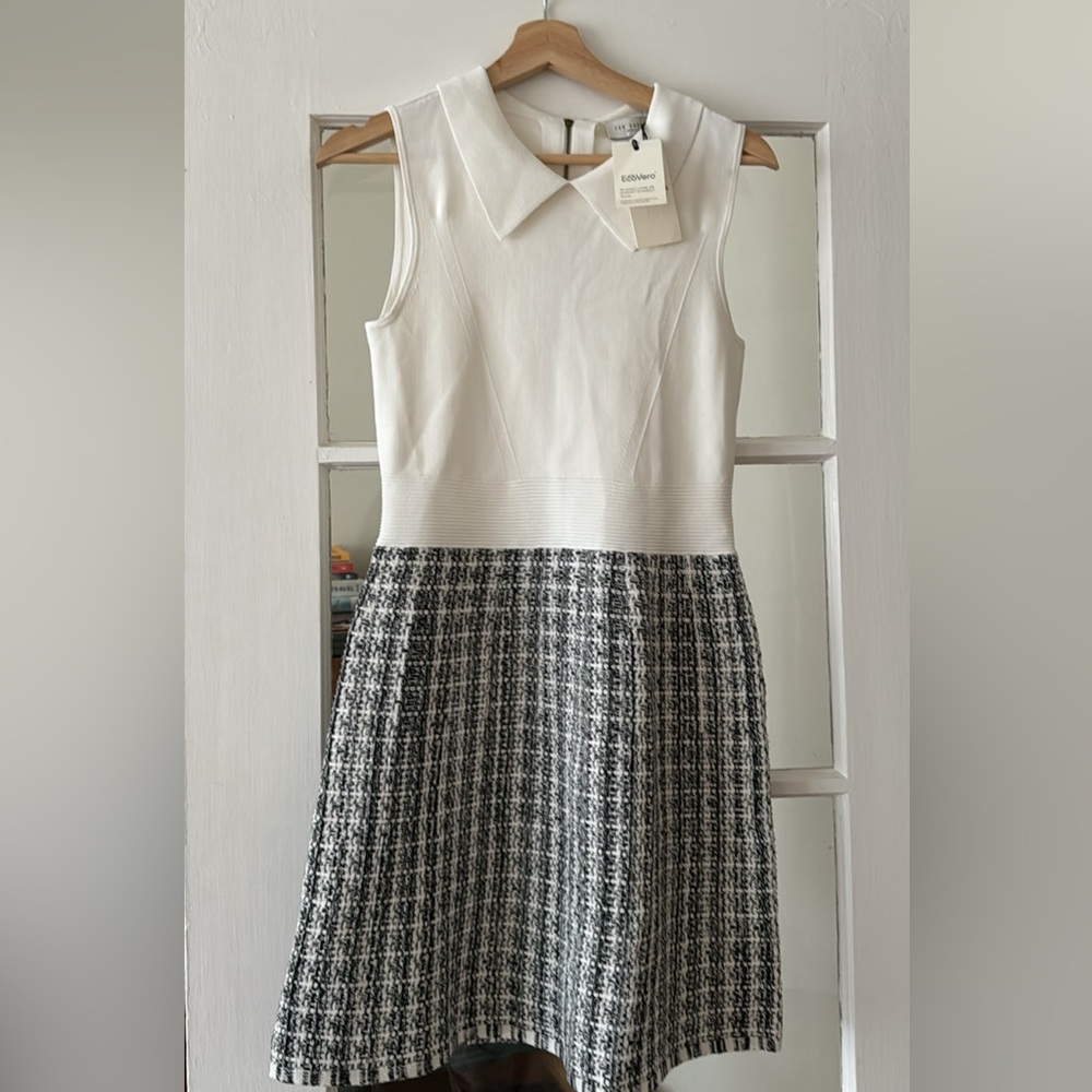 Ted baker tweed dress with white bodice